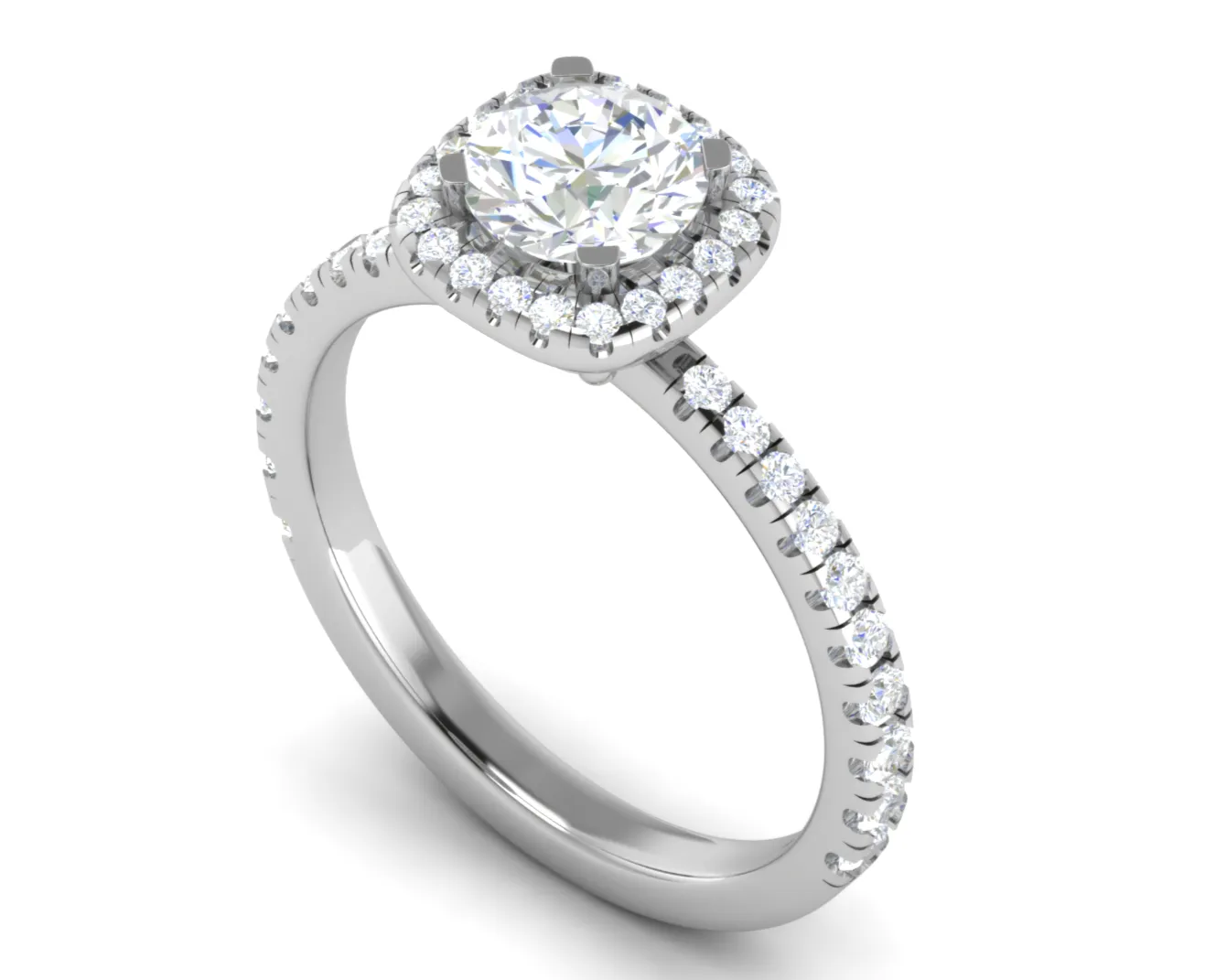 0.70 cts Solitaire with Square Halo Diamond Shank Platinum Ring JL PT RH RD 108