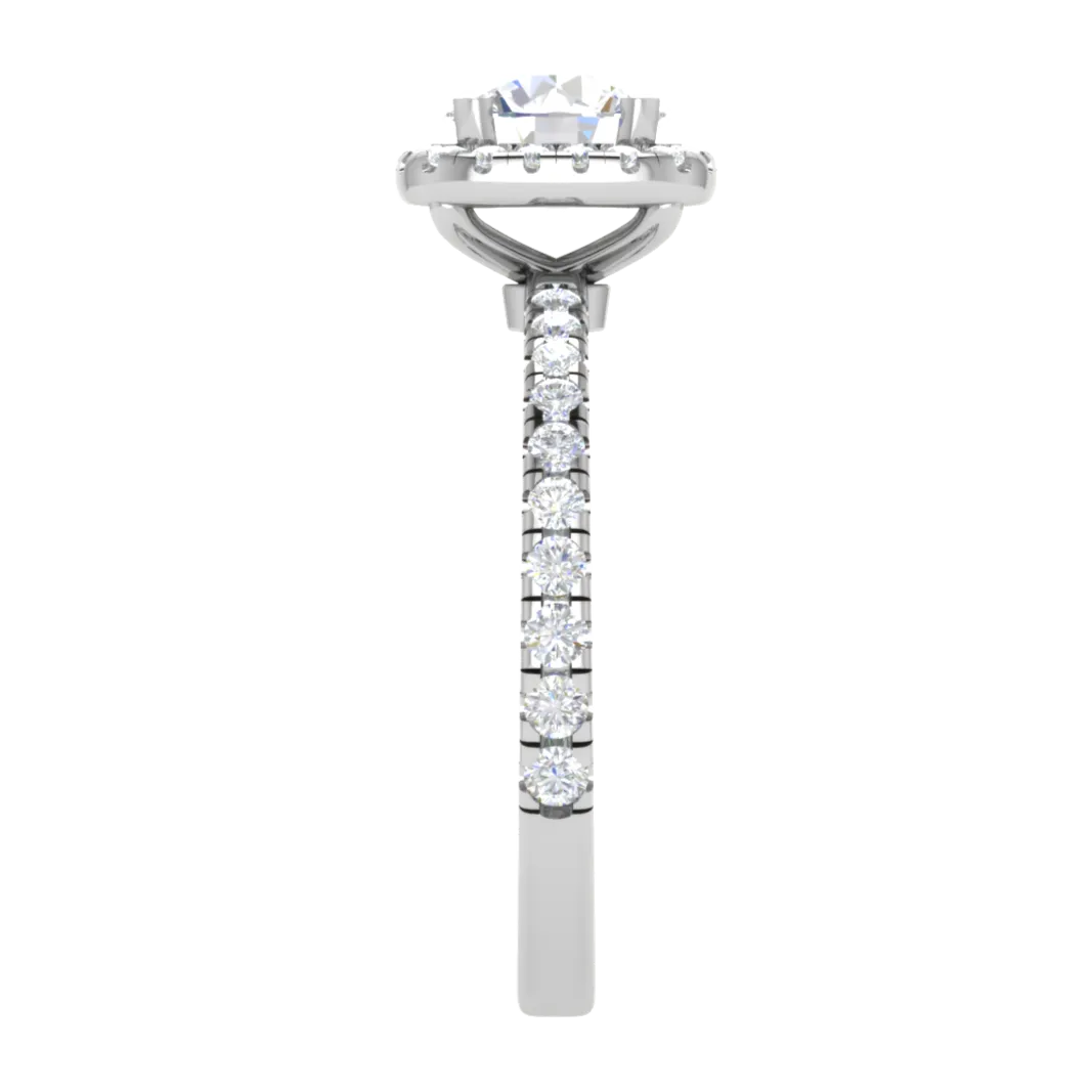 0.70 cts Solitaire with Square Halo Diamond Shank Platinum Ring JL PT RH RD 108