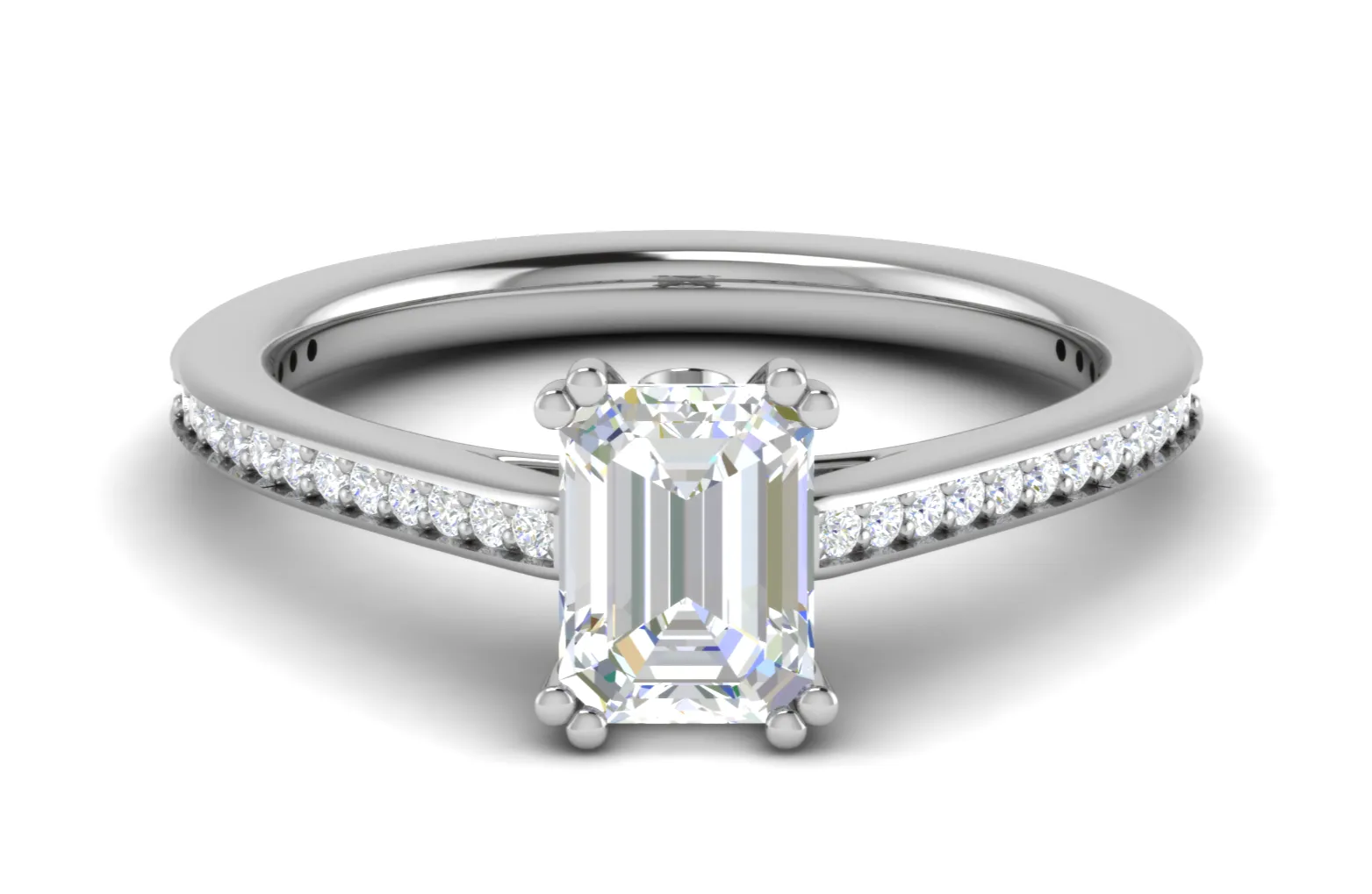 0.70cts Emerald Cut Solitaire Diamond Shank Platinum Ring JL PT RC EM 152