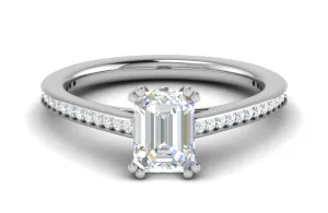 0.70cts Emerald Cut Solitaire Diamond Shank Platinum Ring JL PT RC EM 152