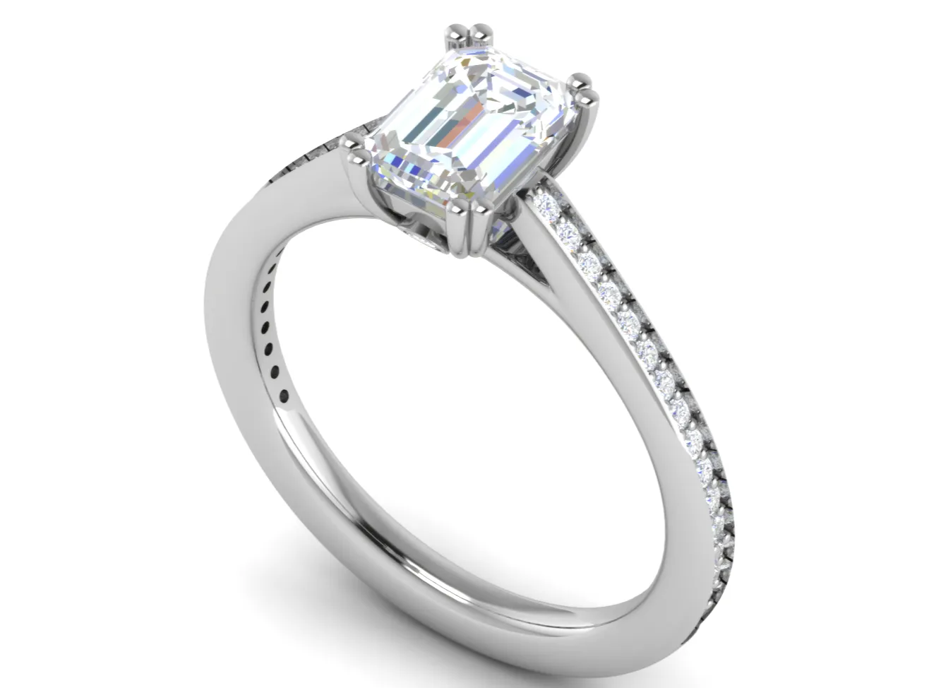0.70cts Emerald Cut Solitaire Diamond Shank Platinum Ring JL PT RC EM 152
