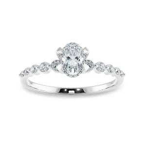0.70cts Oval Cut Solitaire Halo Diamond Accents Platinum Ring JL PT 2008-B