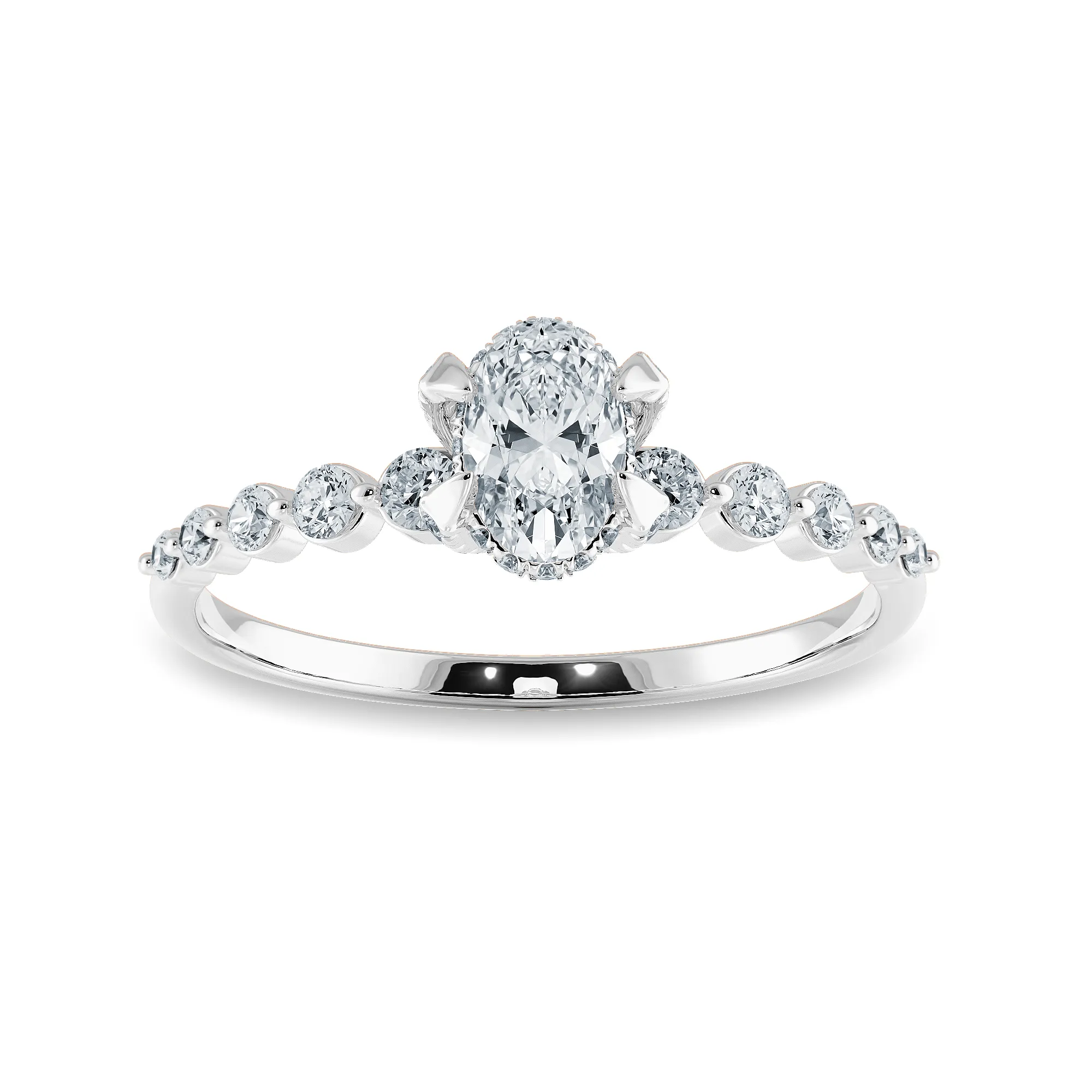 0.70cts Oval Cut Solitaire Halo Diamond Accents Platinum Ring JL PT 2008-B