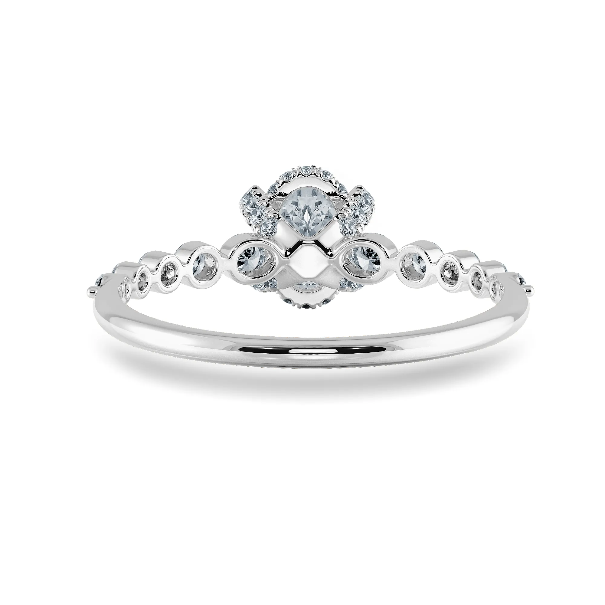0.70cts Oval Cut Solitaire Halo Diamond Accents Platinum Ring JL PT 2008-B