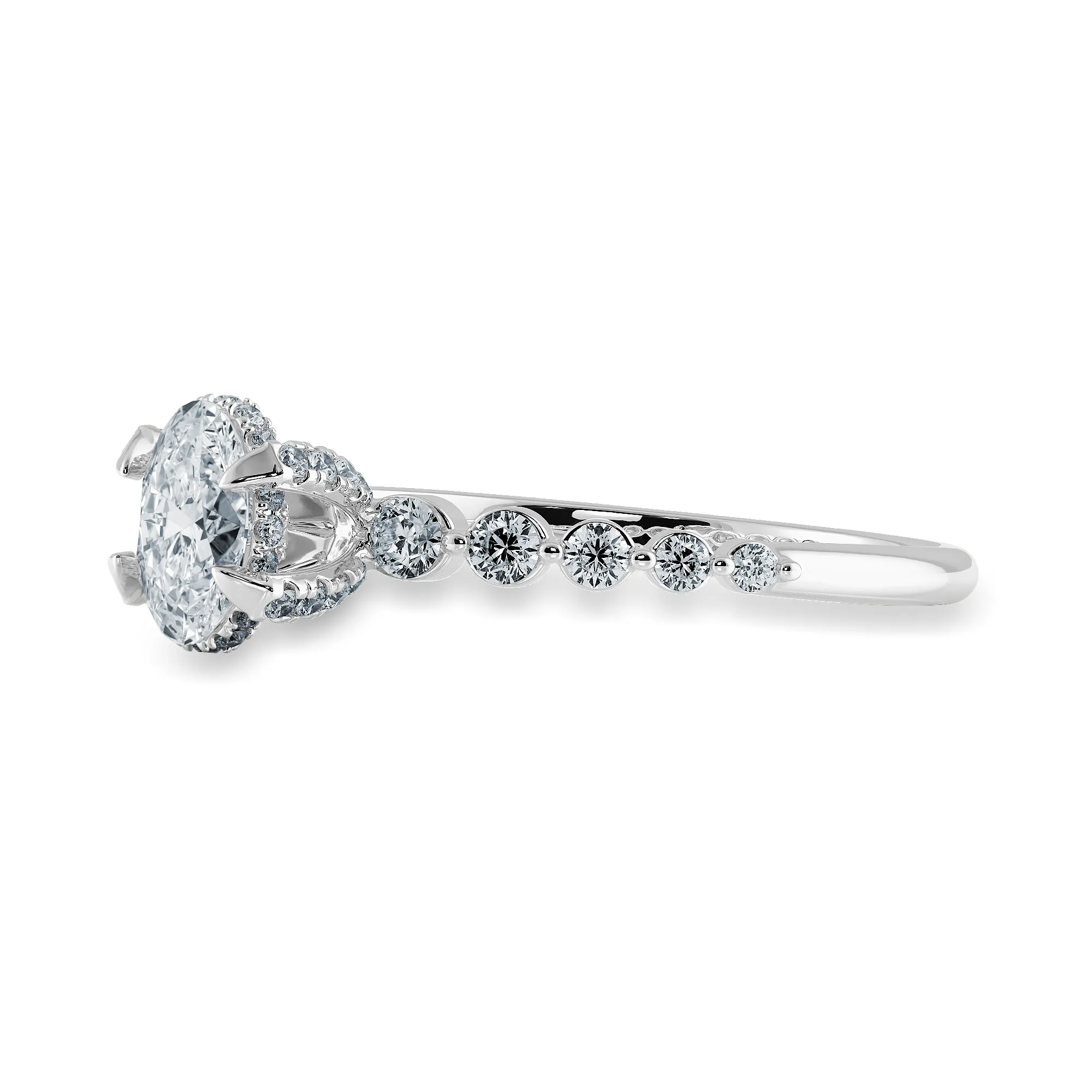 0.70cts Oval Cut Solitaire Halo Diamond Accents Platinum Ring JL PT 2008-B