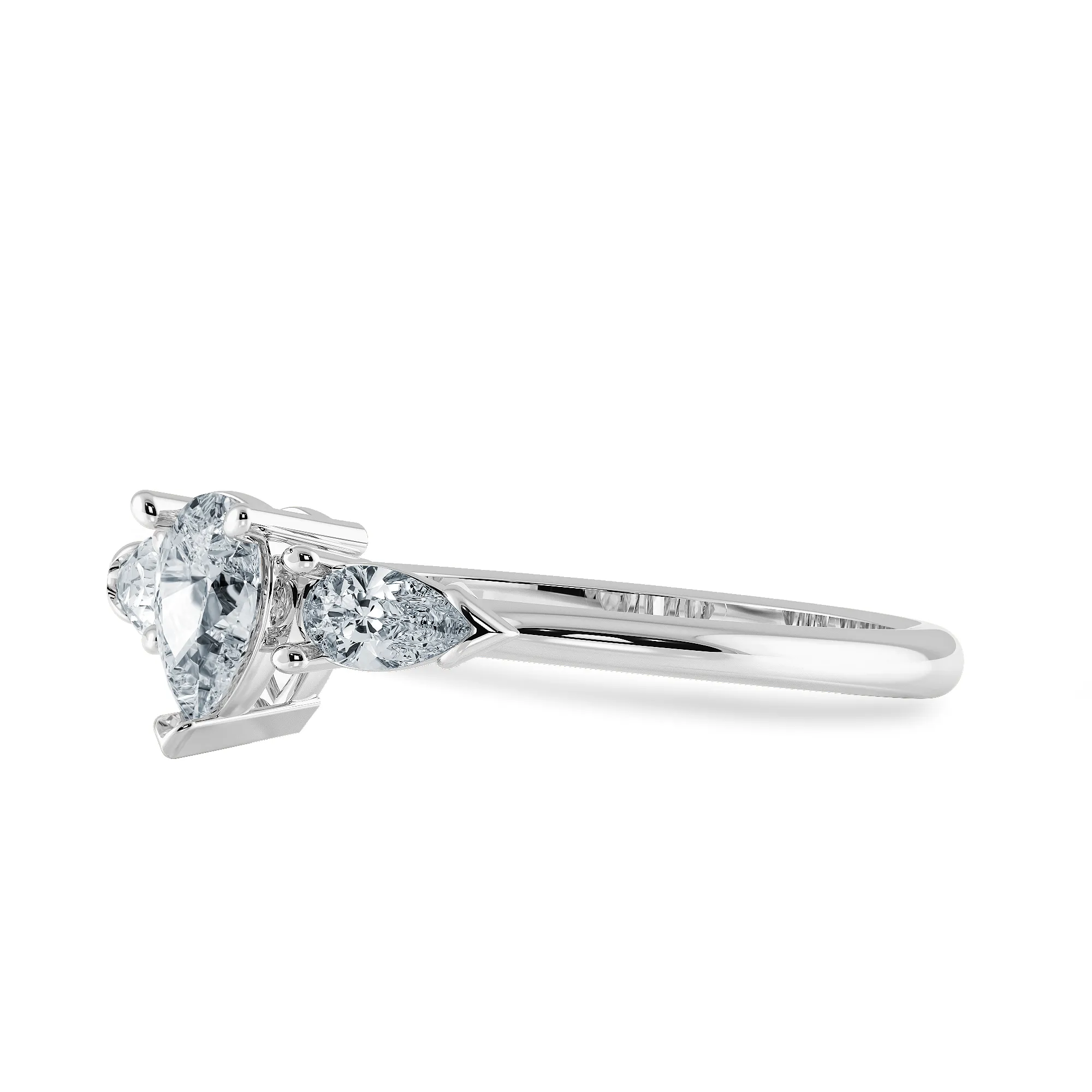 0.70cts Pear Cut Solitaire Diamond Accents Platinum Ring JL PT 1207-B