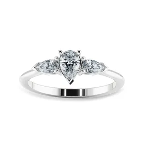 0.70cts Pear Cut Solitaire Diamond Accents Platinum Ring JL PT 1207-B