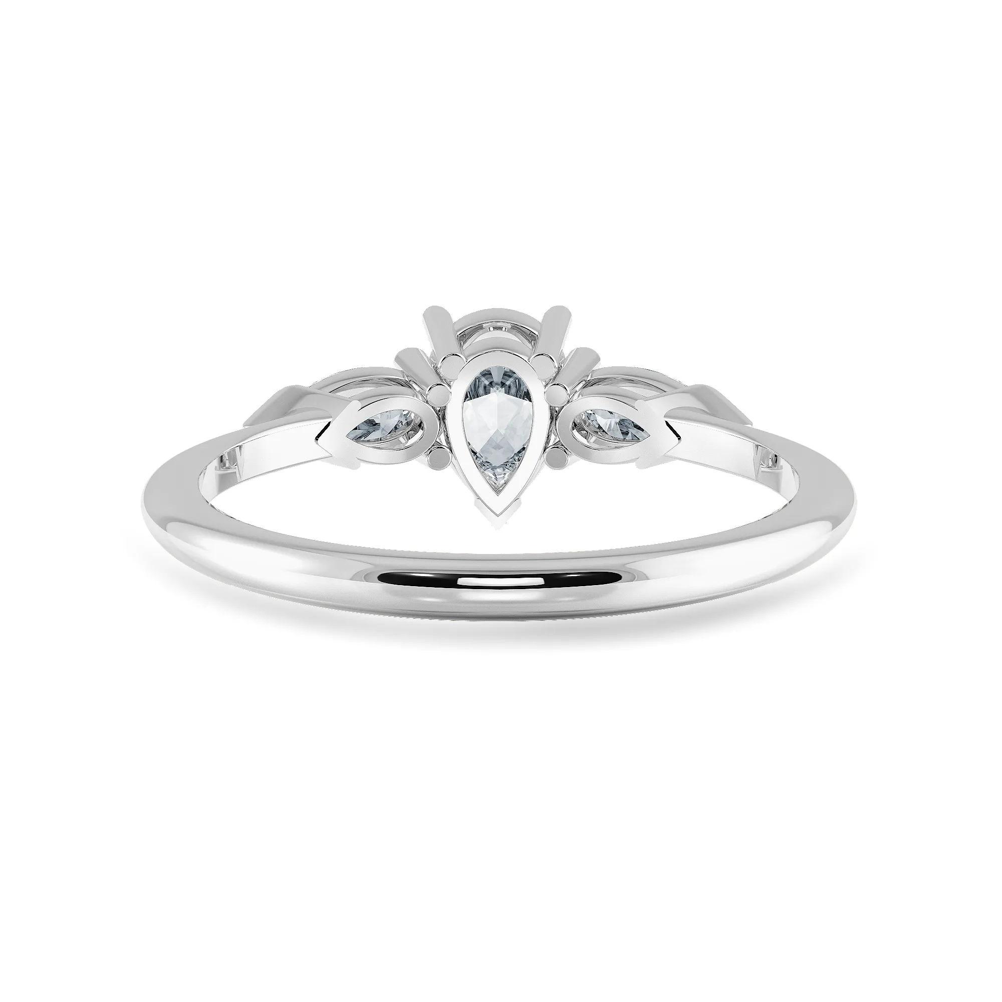 0.70cts Pear Cut Solitaire Diamond Accents Platinum Ring JL PT 1207-B
