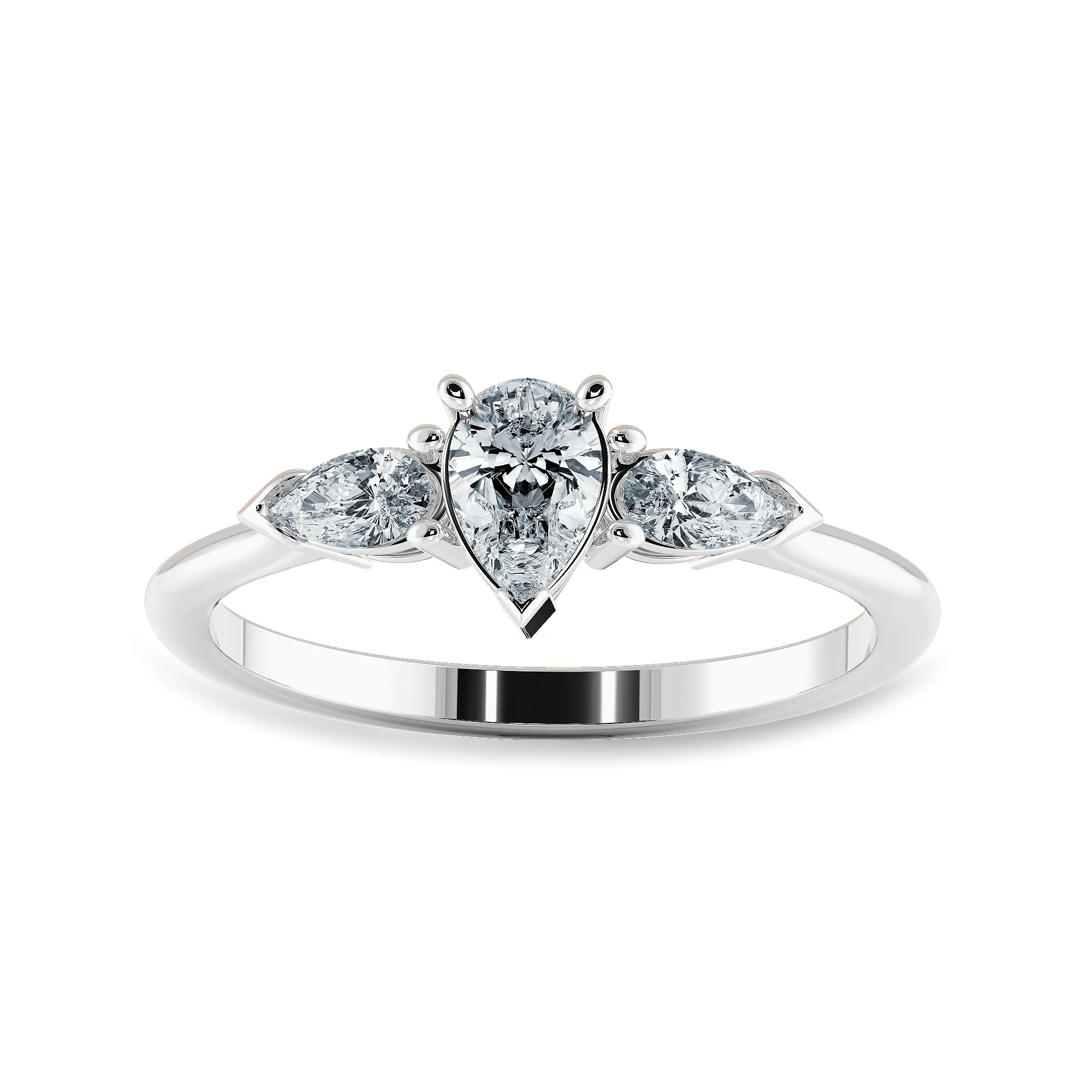 0.70cts Pear Cut Solitaire Diamond Accents Platinum Ring JL PT 1207-B