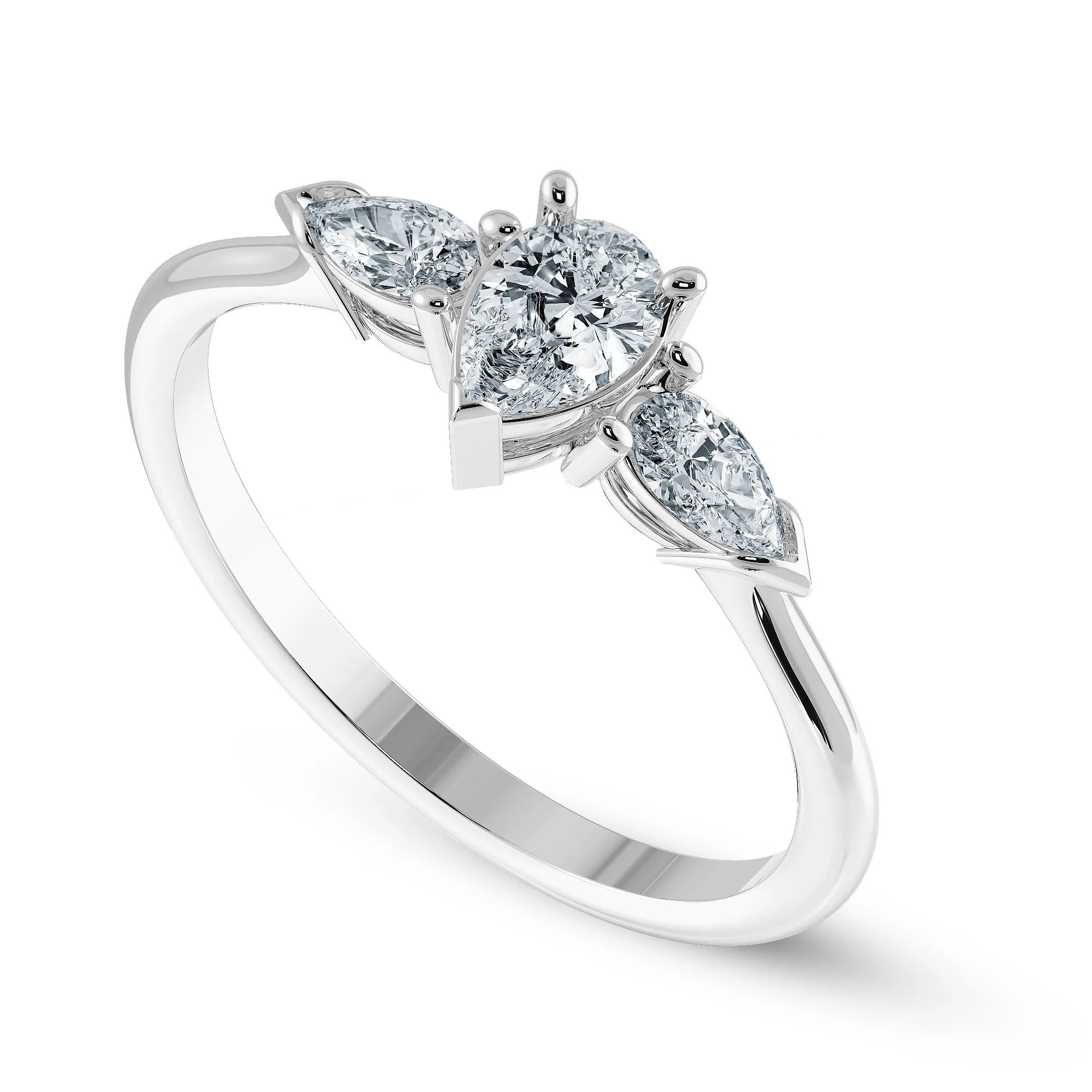 0.70cts Pear Cut Solitaire Diamond Accents Platinum Ring JL PT 1207-B