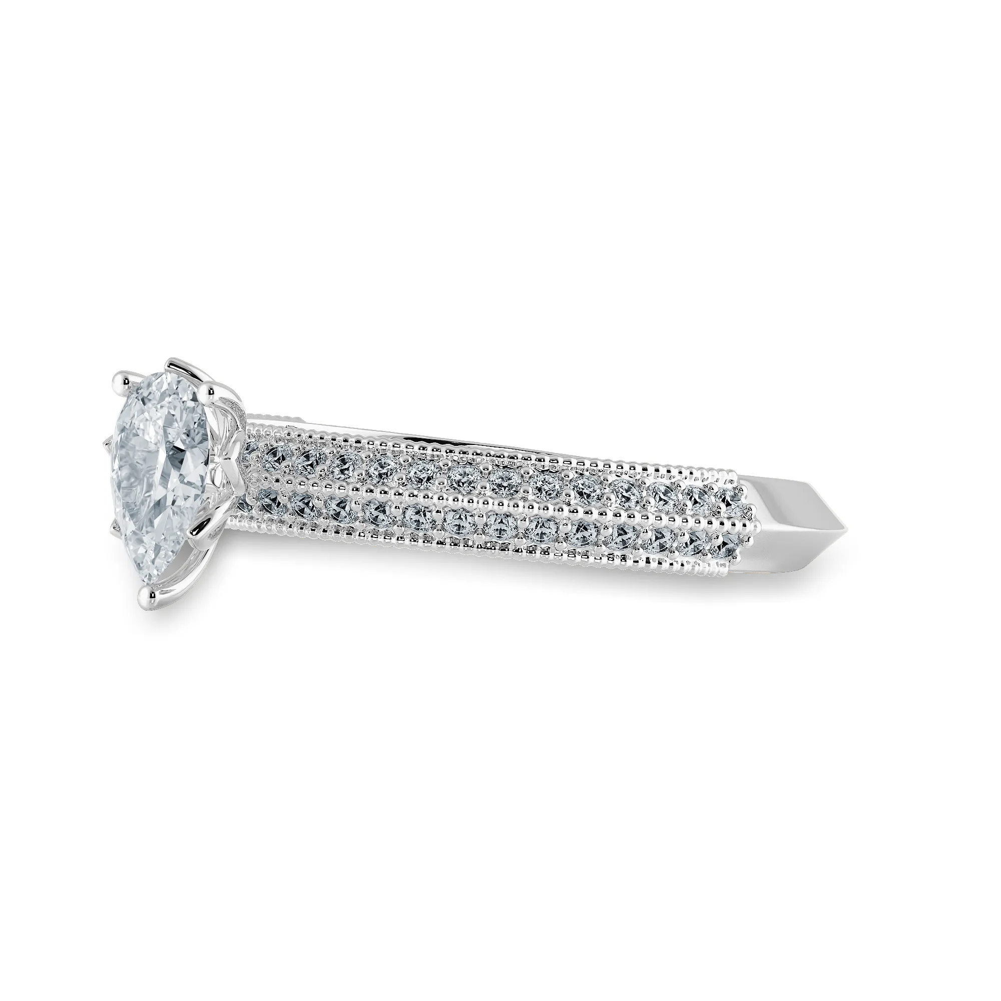 0.70cts Pear Cut Solitaire Diamond Split Shank Platinum Ring JL PT 1191-B