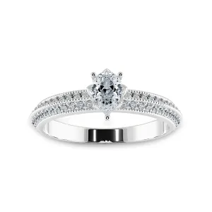 0.70cts Pear Cut Solitaire Diamond Split Shank Platinum Ring JL PT 1191-B