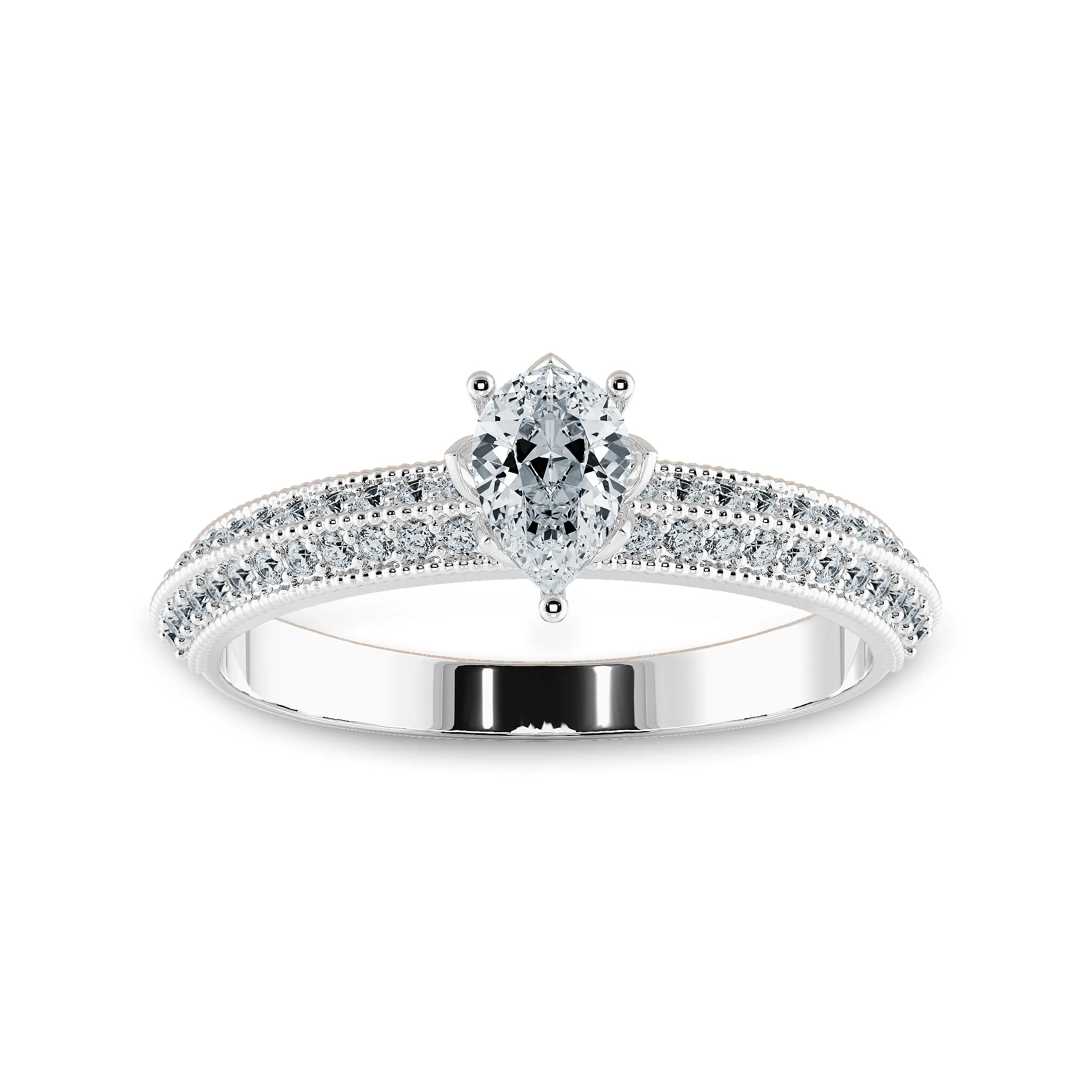0.70cts Pear Cut Solitaire Diamond Split Shank Platinum Ring JL PT 1191-B