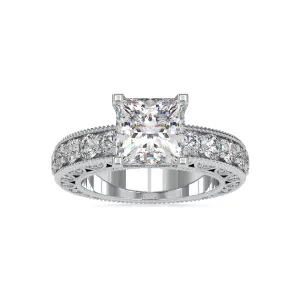 0.70cts. Princess Cut Solitaire Platinum Diamond Shank Engagement Ring JL PT 0099-A