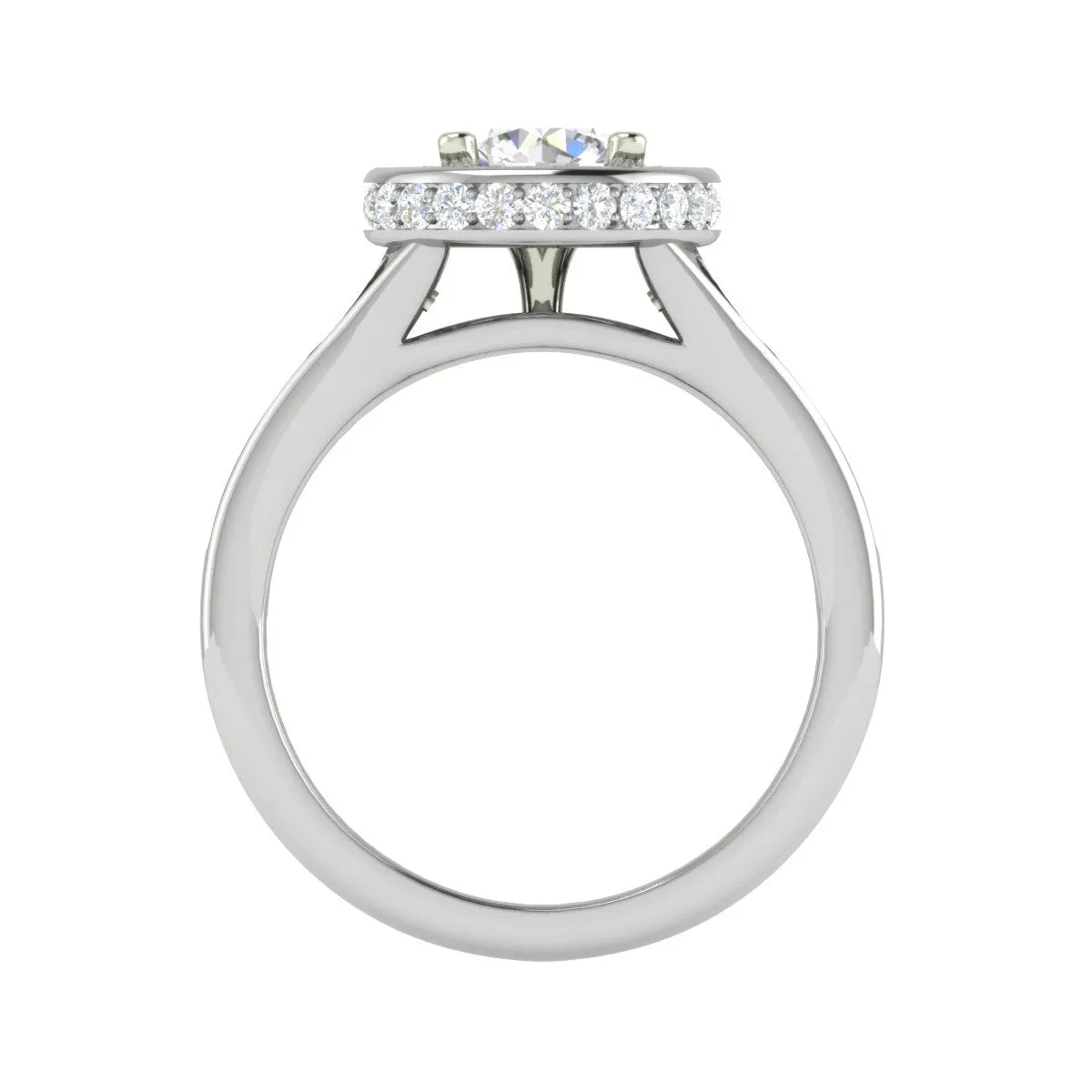 0.70cts Solitaire Double Halo Diamond Split Shank Platinum Ring JL PT RH RD 154