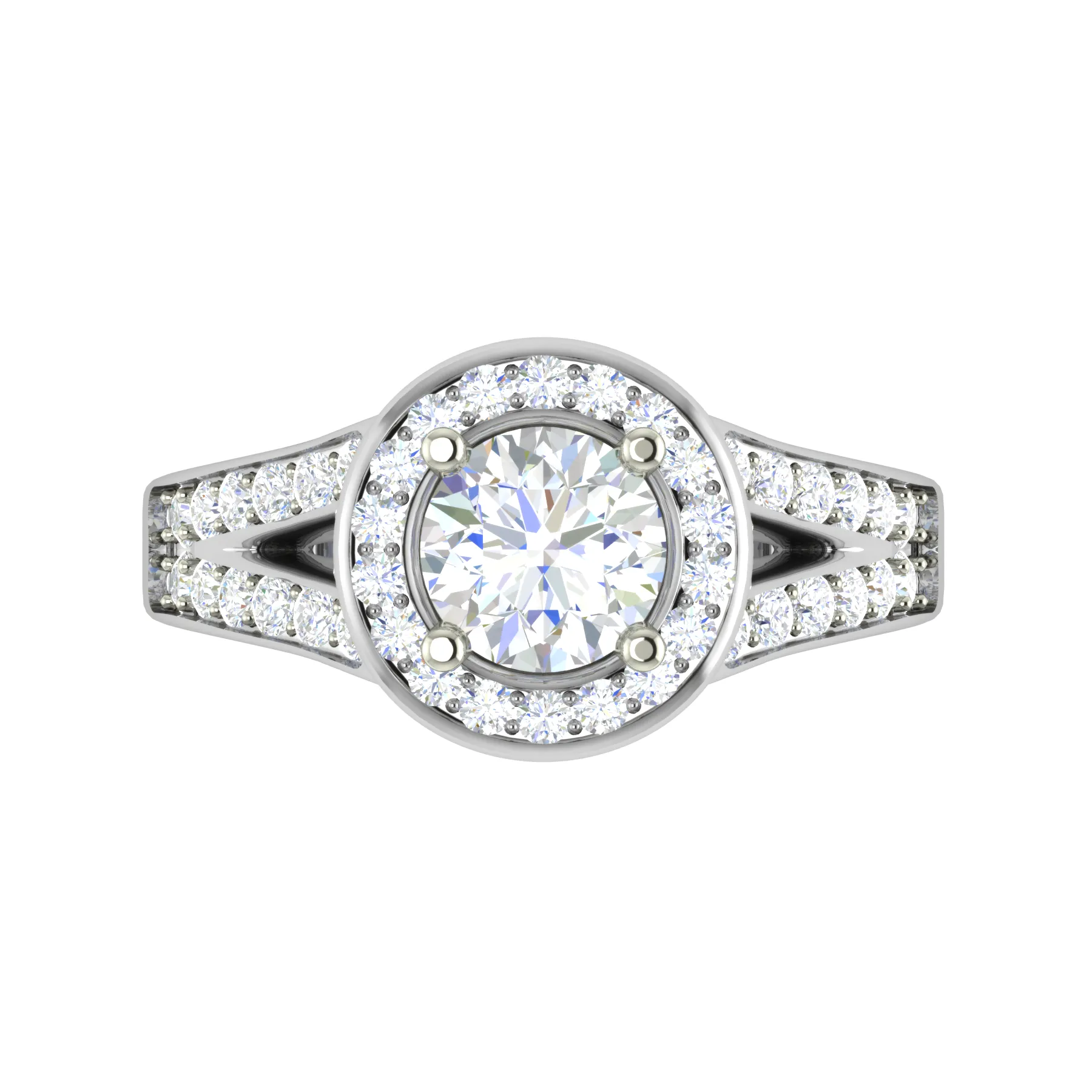 0.70cts Solitaire Double Halo Diamond Split Shank Platinum Ring JL PT RH RD 154