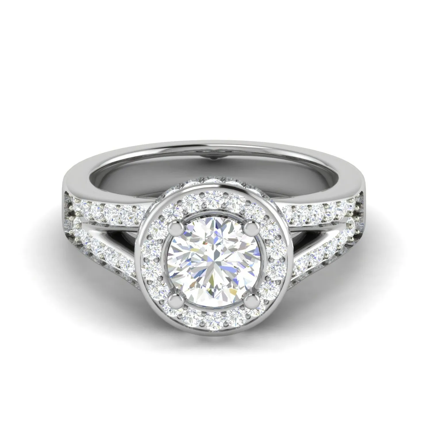 0.70cts Solitaire Double Halo Diamond Split Shank Platinum Ring JL PT RH RD 154