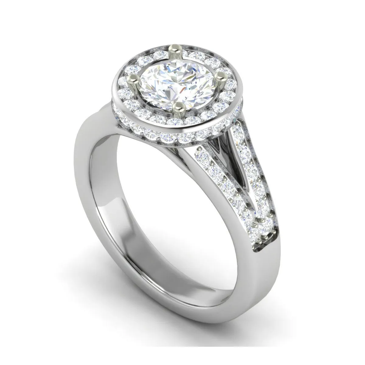 0.70cts Solitaire Double Halo Diamond Split Shank Platinum Ring JL PT RH RD 154