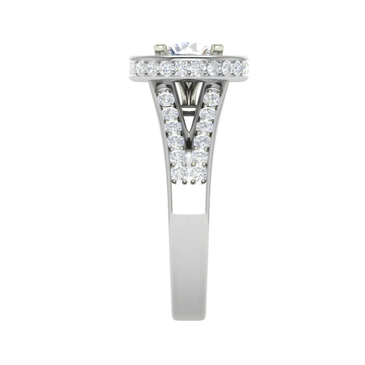 0.70cts Solitaire Double Halo Diamond Split Shank Platinum Ring JL PT RH RD 154