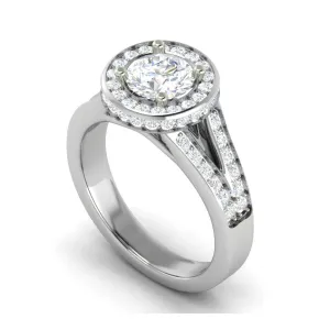 0.70cts Solitaire Double Halo Diamond Split Shank Platinum Ring JL PT RH RD 154