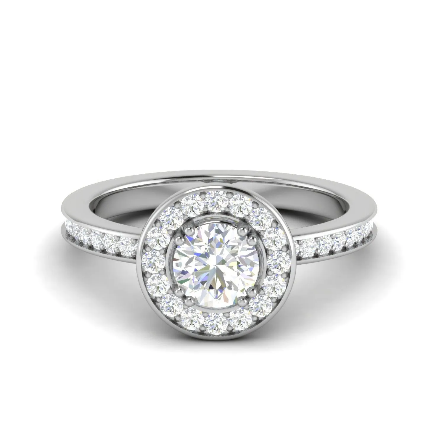 0.70cts Solitaire Halo Diamond Shank Platinum Diamond Ring JL PT RH RD 166