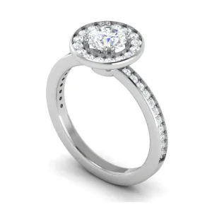 0.70cts Solitaire Halo Diamond Shank Platinum Diamond Ring JL PT RH RD 166
