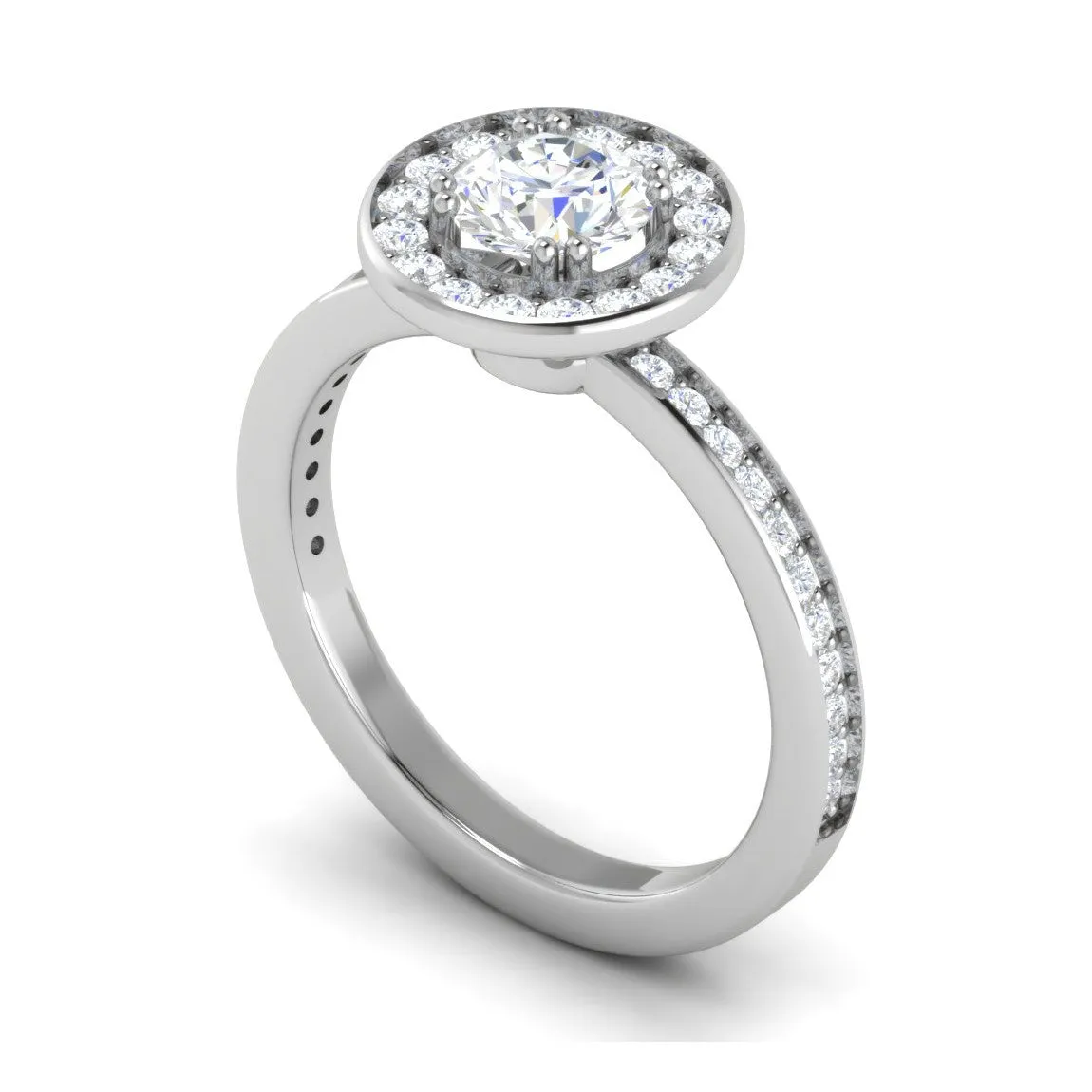 0.70cts Solitaire Halo Diamond Shank Platinum Diamond Ring JL PT RH RD 166
