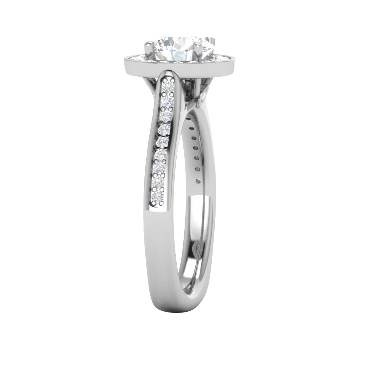 0.70cts Solitaire Halo Diamond Shank Platinum Ring JL PT RH RD 156