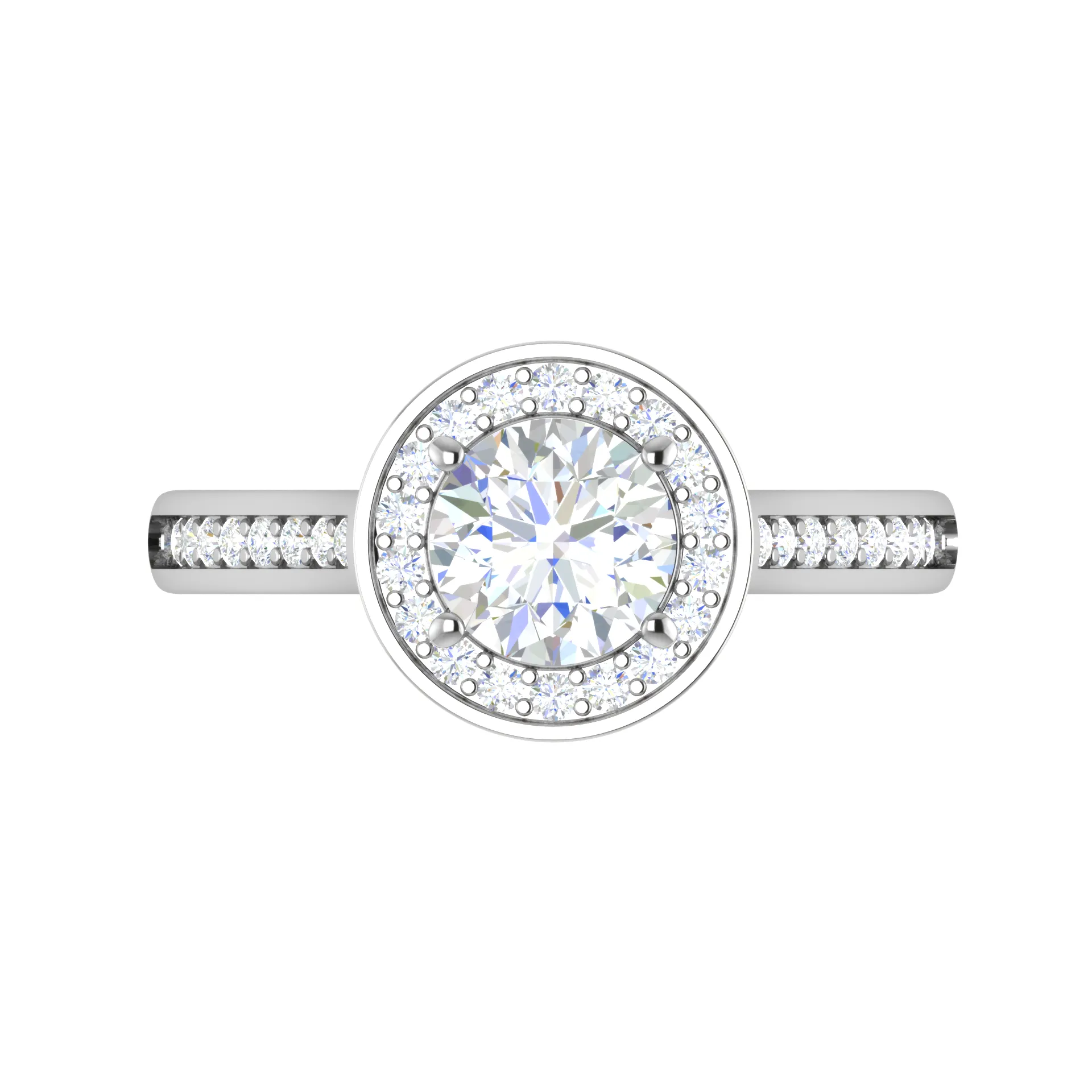 0.70cts Solitaire Halo Diamond Shank Platinum Ring JL PT RH RD 156