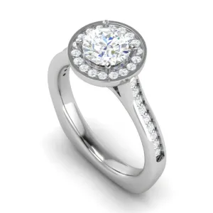 0.70cts Solitaire Halo Diamond Shank Platinum Ring JL PT RH RD 156