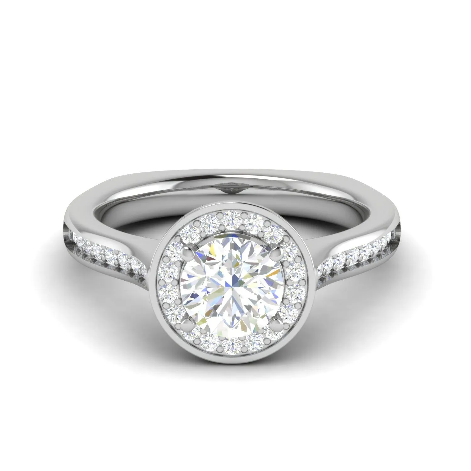 0.70cts Solitaire Halo Diamond Shank Platinum Ring JL PT RH RD 156