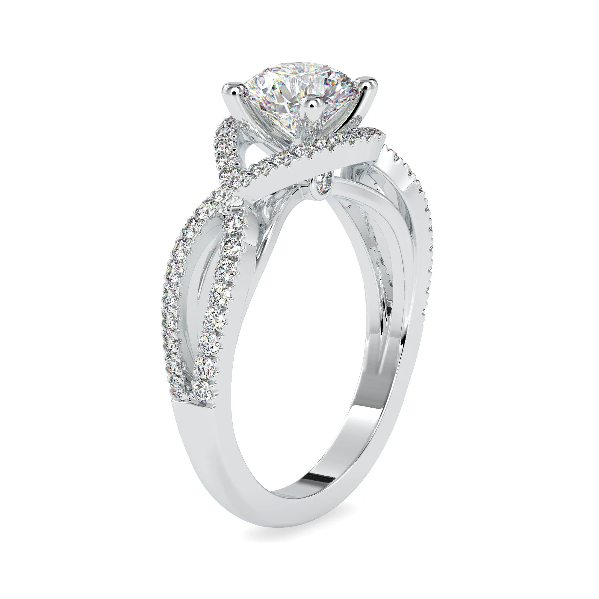 0.70cts. Solitaire Platinum Diamond Halo Twisted Shank Engagement Ring JL PT 0118