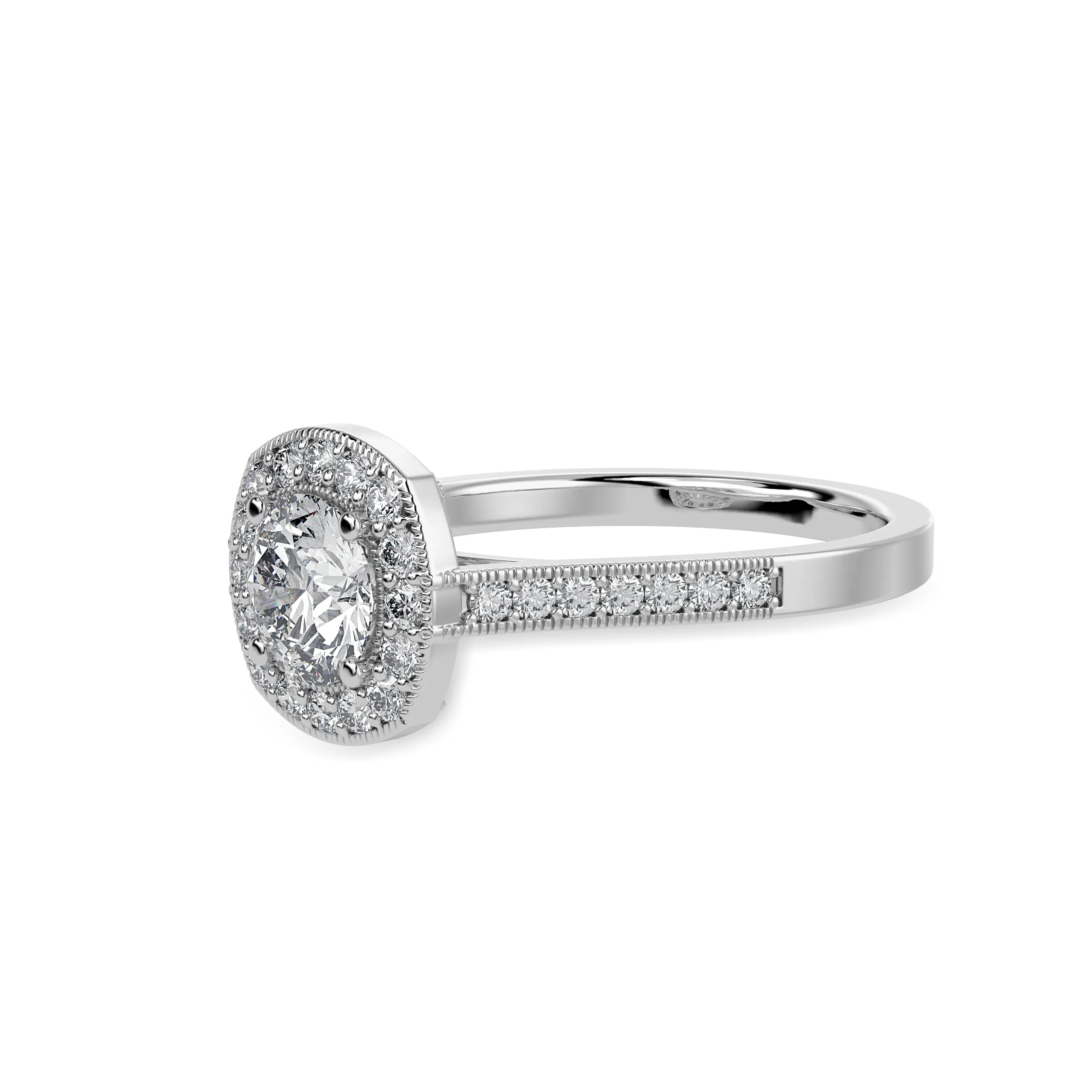 1-Carat Solitaire Halo Diamond Shank Platinum Ring JL PT 1332-C