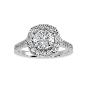1-Carat Solitaire Halo Diamond Shank Platinum Ring JL PT 1332-C