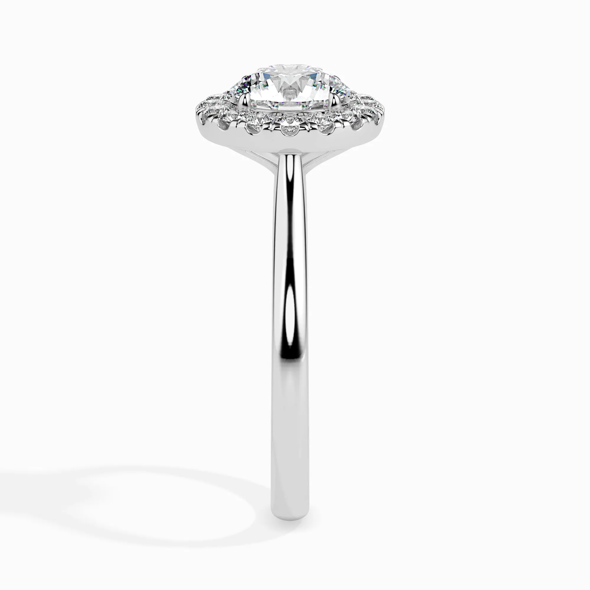 1-Carat Solitaire Halo Diamond Shank Platinum Ring JL PT 19021-C