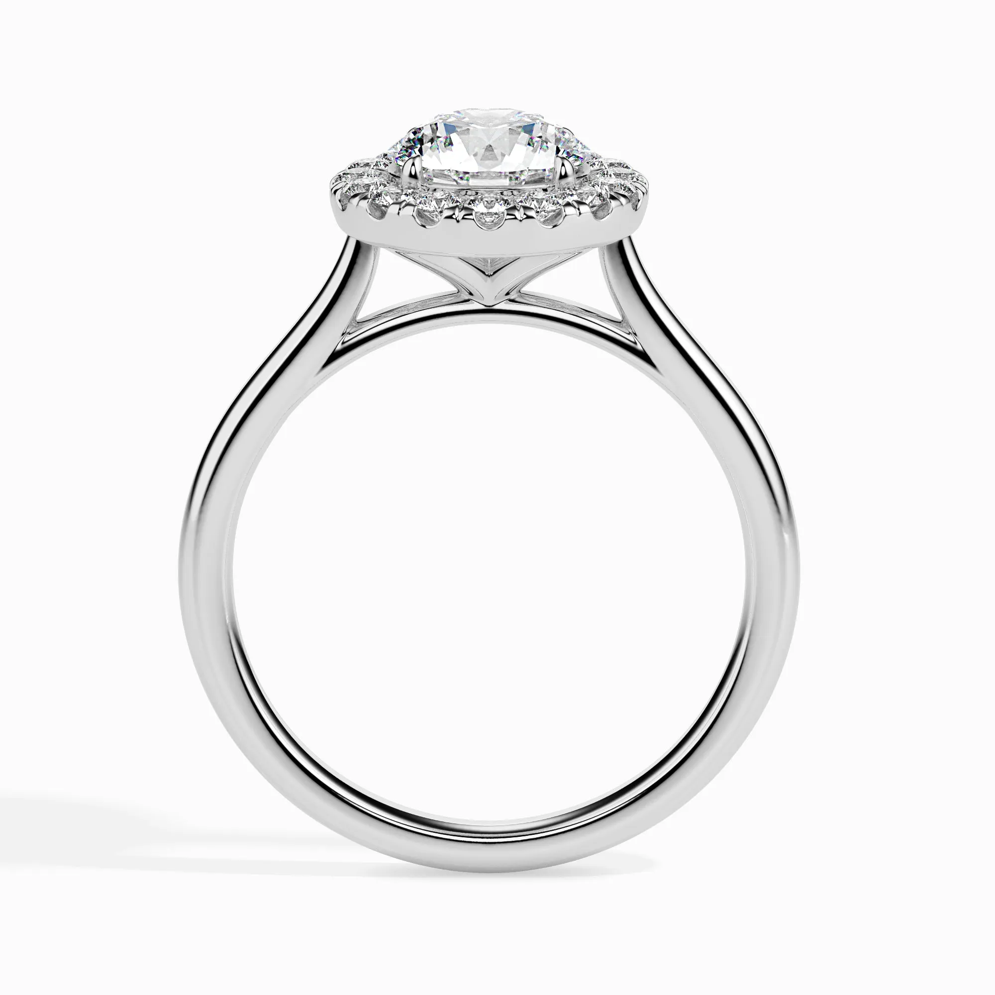1-Carat Solitaire Halo Diamond Shank Platinum Ring JL PT 19021-C
