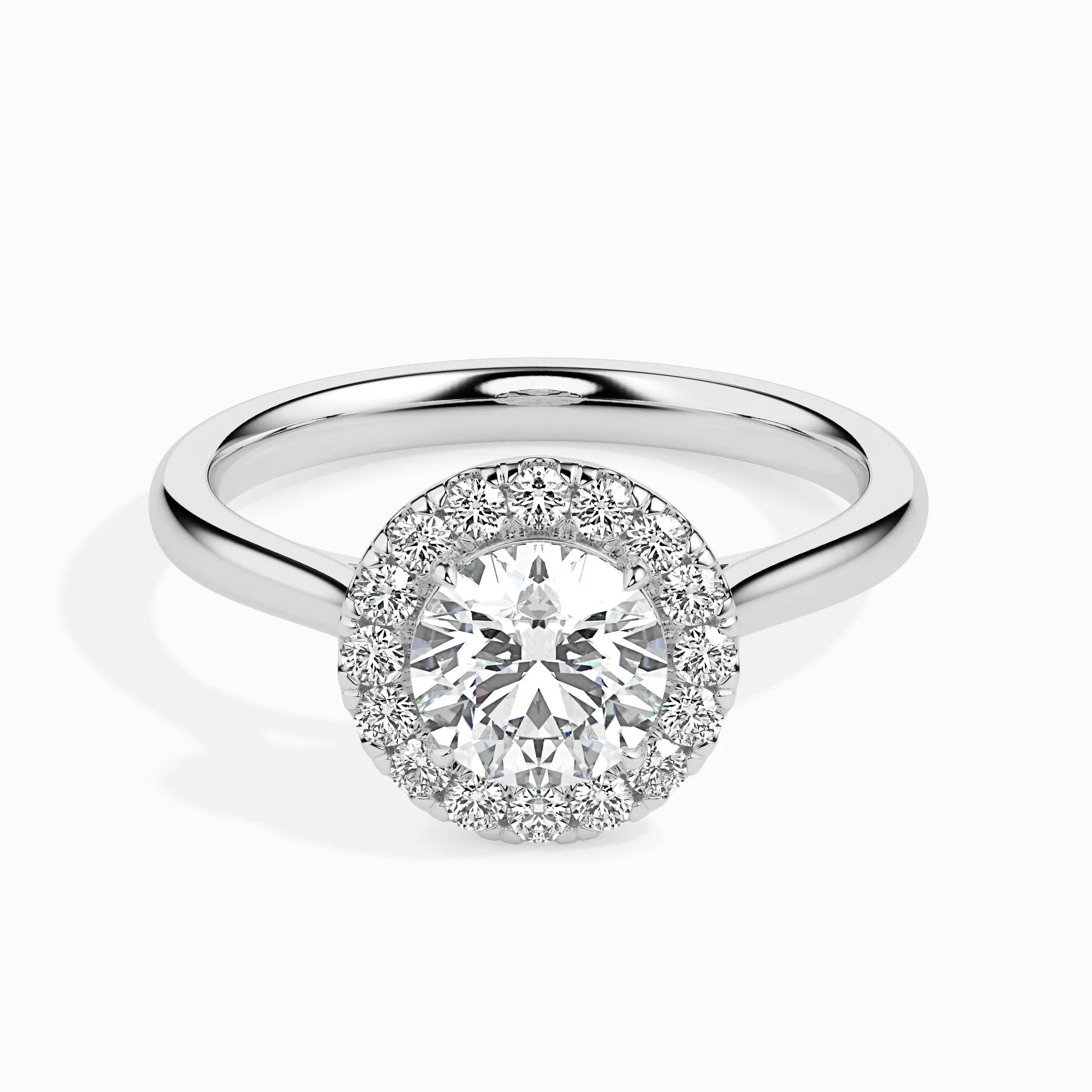 1-Carat Solitaire Halo Diamond Shank Platinum Ring JL PT 19021-C