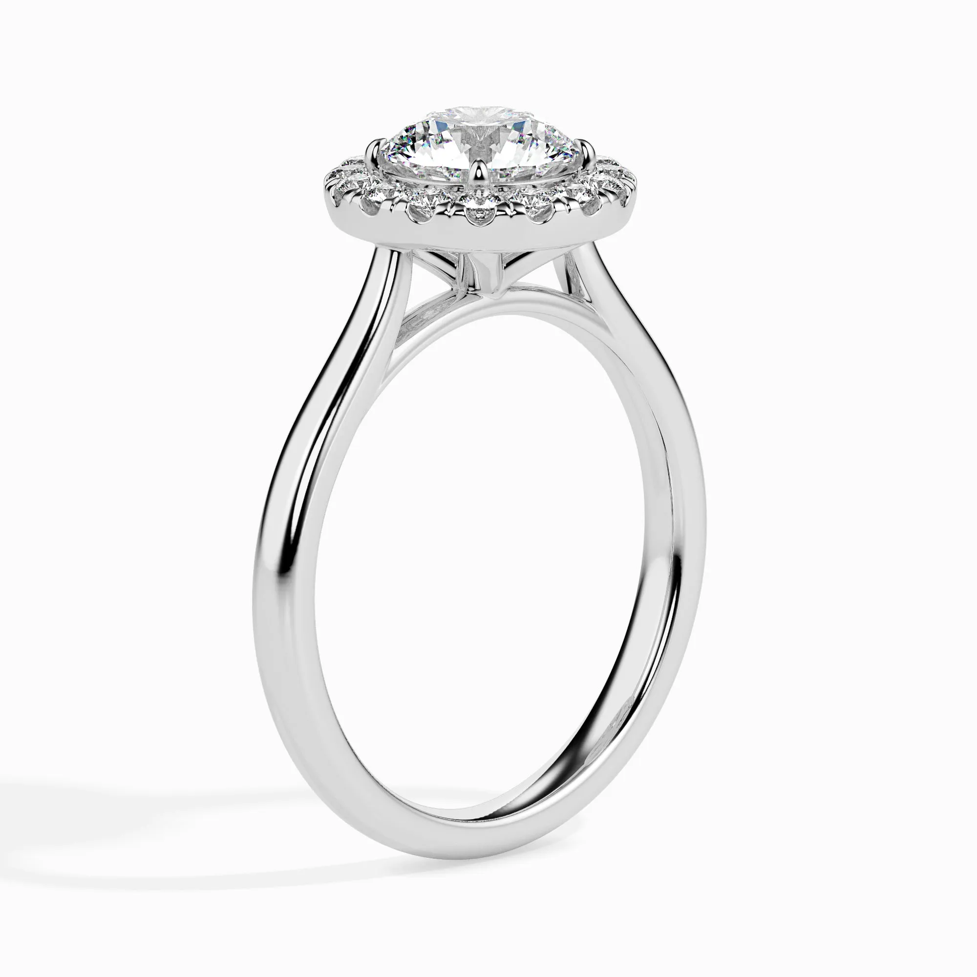 1-Carat Solitaire Halo Diamond Shank Platinum Ring JL PT 19021-C