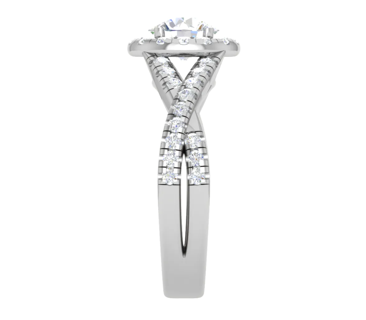 1 Carat Solitaire Halo Diamond Twisted Platinum Ring JL PT RH RD 113