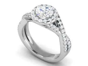 1 Carat Solitaire Halo Diamond Twisted Platinum Ring JL PT RH RD 113