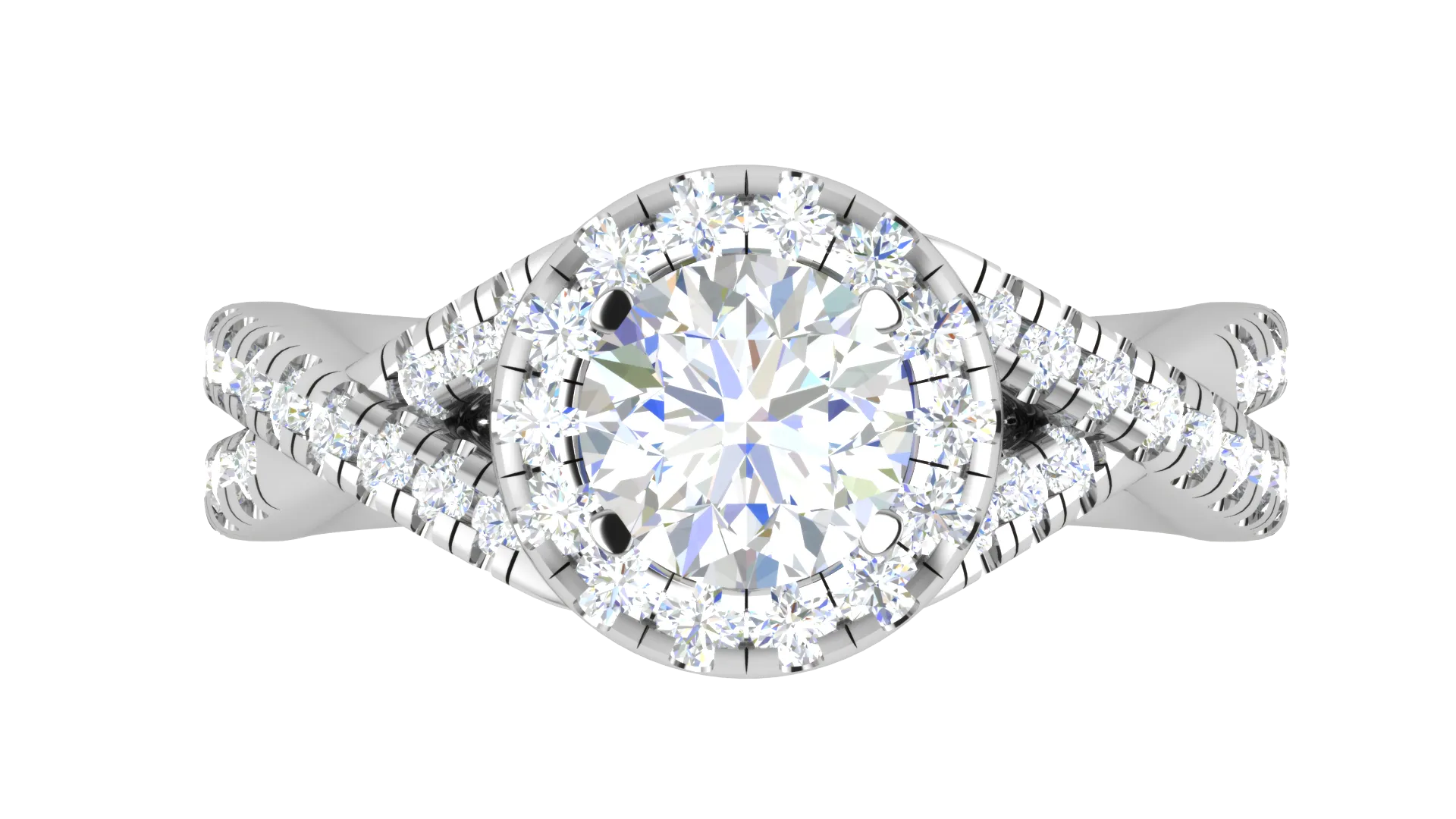 1 Carat Solitaire Halo Diamond Twisted Platinum Ring JL PT RH RD 113
