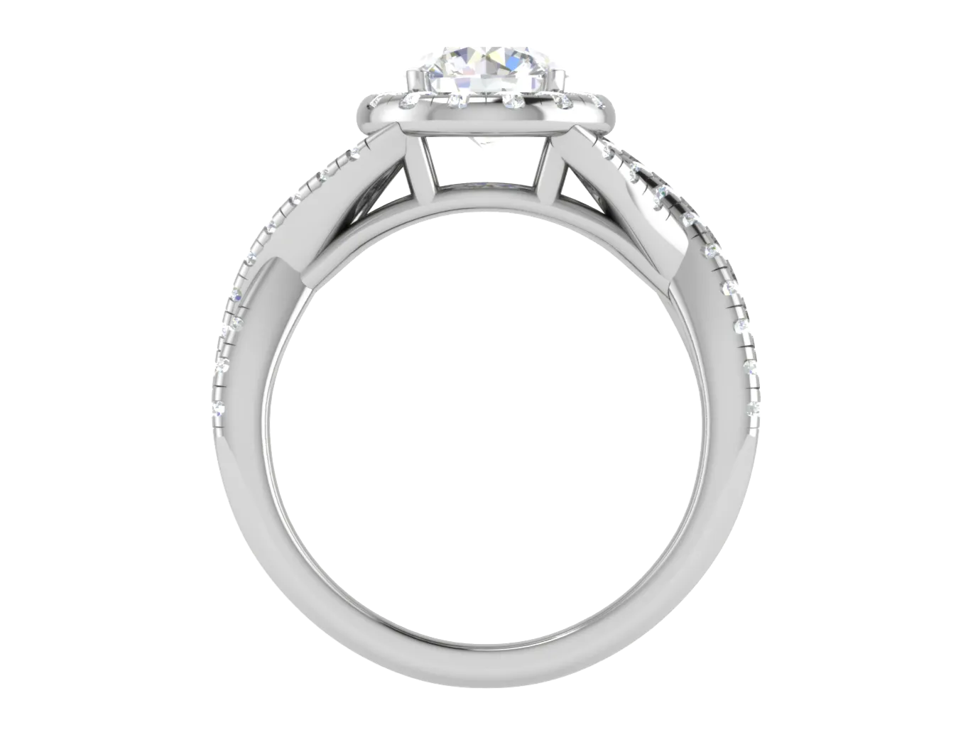 1 Carat Solitaire Halo Diamond Twisted Platinum Ring JL PT RH RD 113