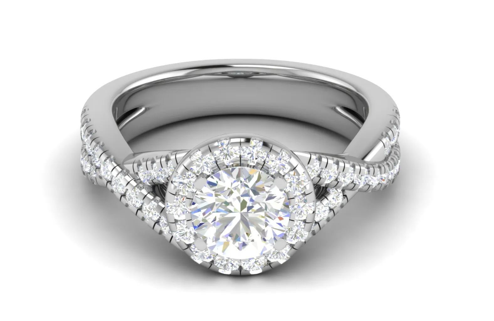 1 Carat Solitaire Halo Diamond Twisted Platinum Ring JL PT RH RD 113