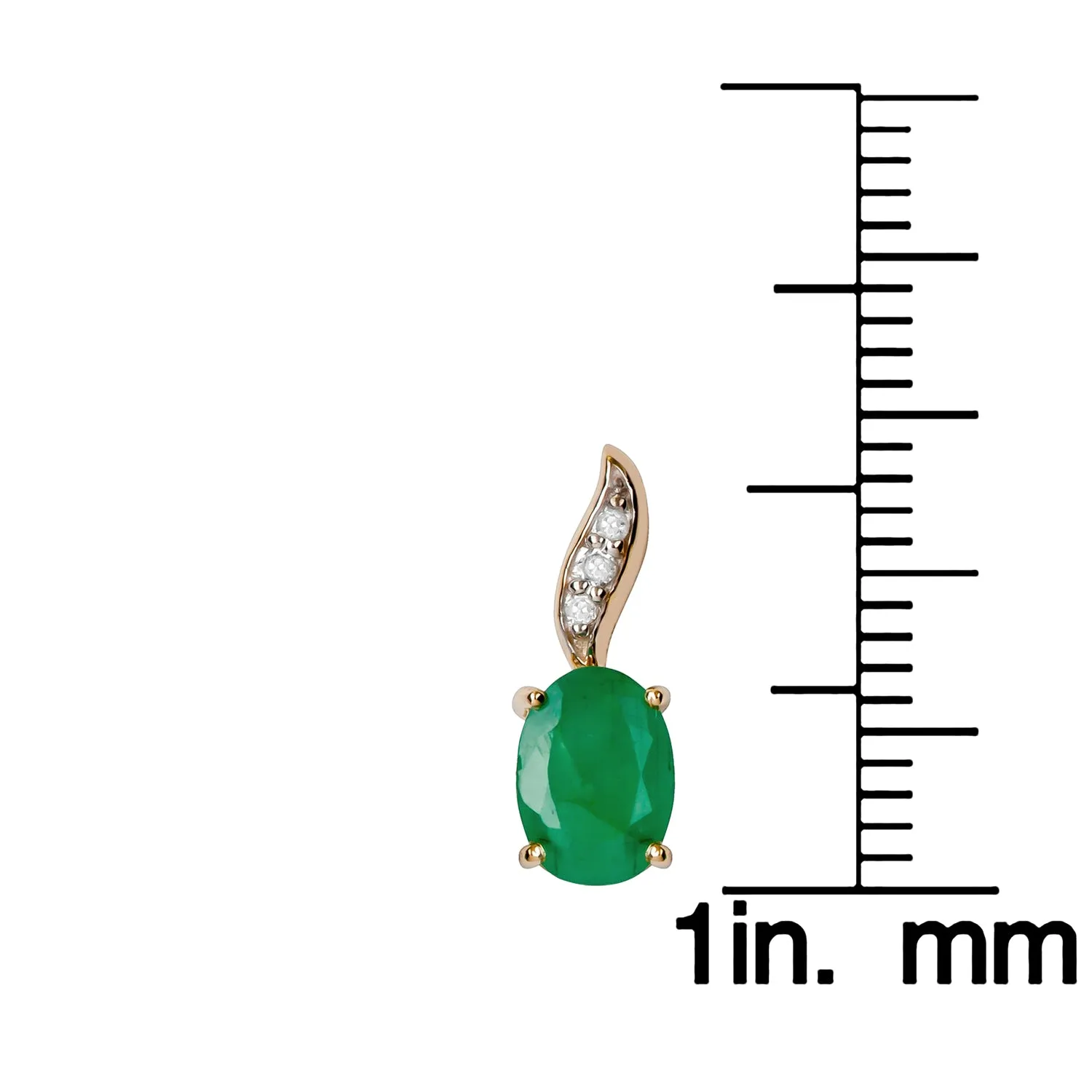10k Yellow Gold Genuine Oval Emerald and Diamond Drop Earrings