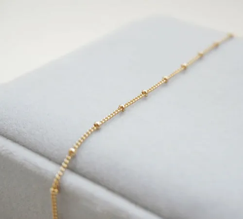 14K Gold Womens Black Spinel Beaded Bracelets Charm Bracelets for Women