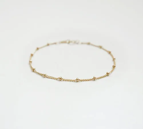 14K Gold Womens Black Spinel Beaded Bracelets Charm Bracelets for Women
