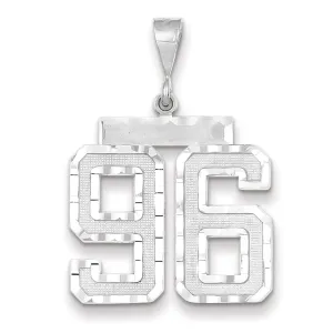 14k White Gold Diamond Cut Finish Large Size Number 96 Charm Pendant
