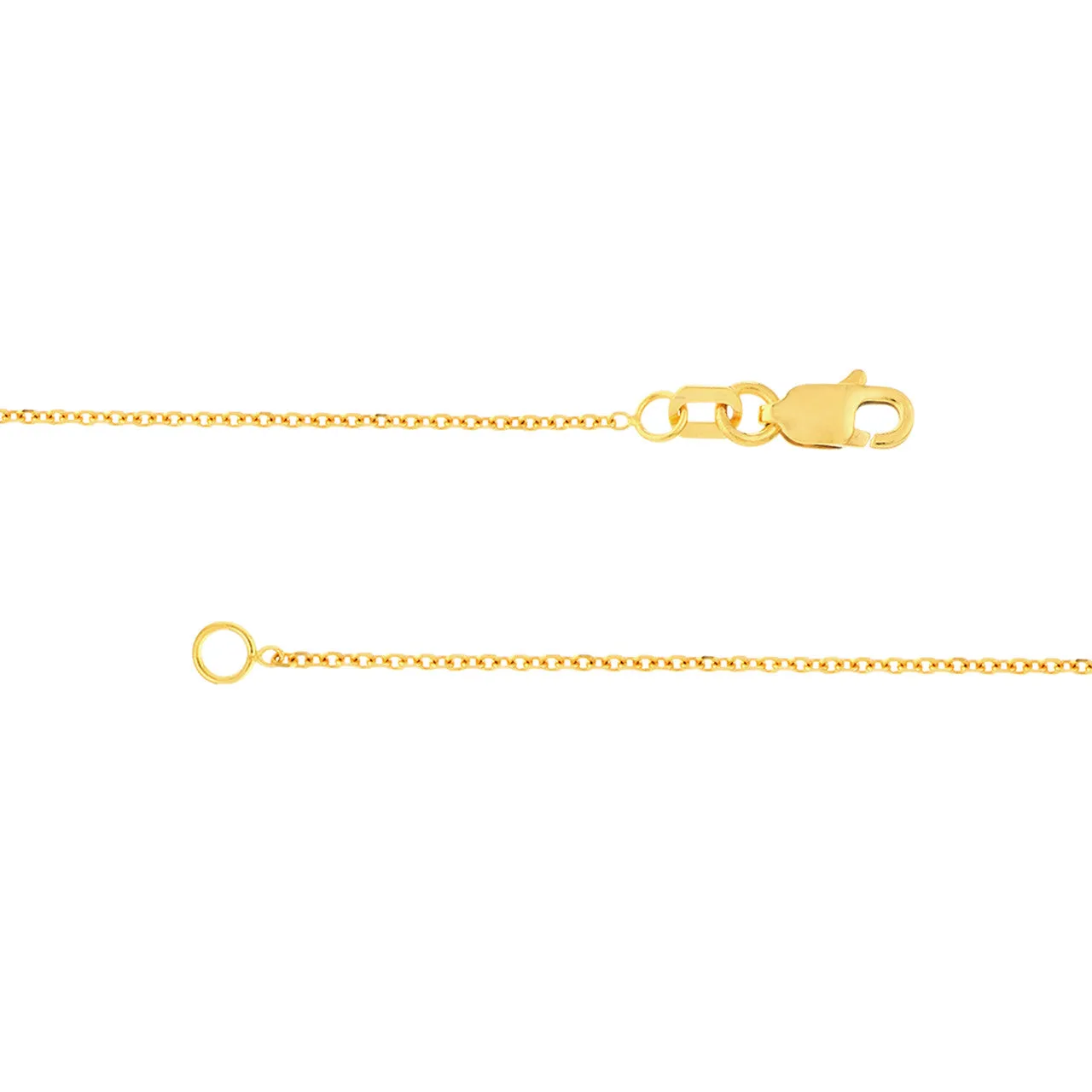 14K Yellow Gold and White Gold 1.05mm Diamond Cut Cable Chain Necklaces with Lobster Lock
