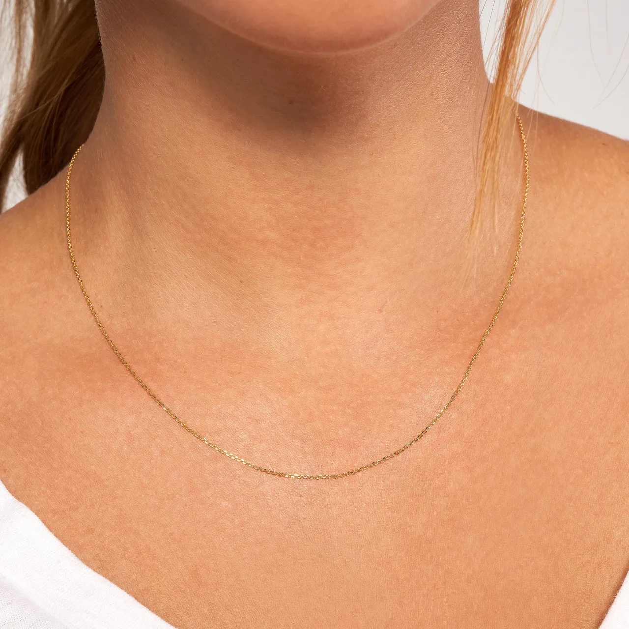 14K Yellow Gold and White Gold 1.05mm Diamond Cut Cable Chain Necklaces with Lobster Lock