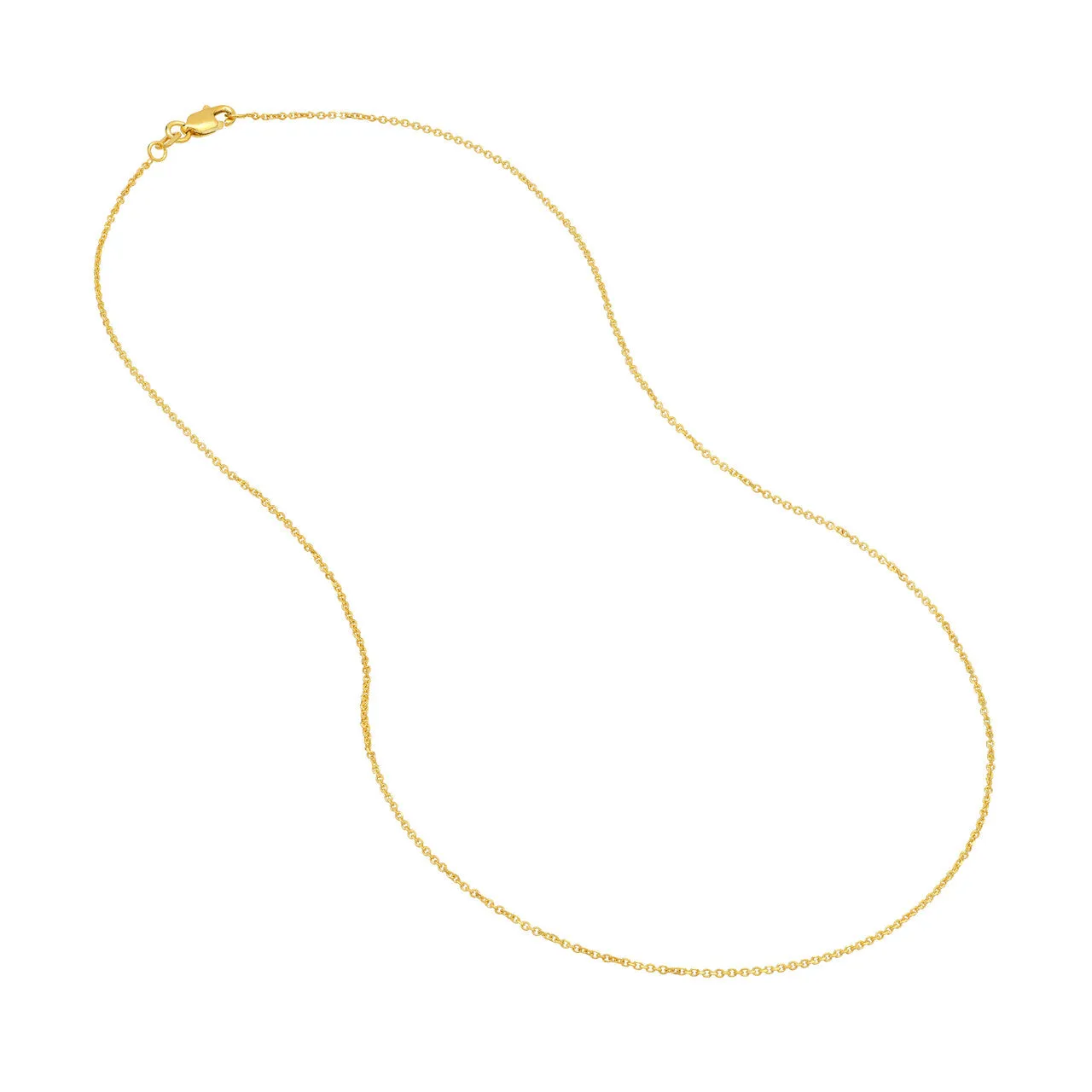 14K Yellow Gold and White Gold 1.05mm Diamond Cut Cable Chain Necklaces with Lobster Lock